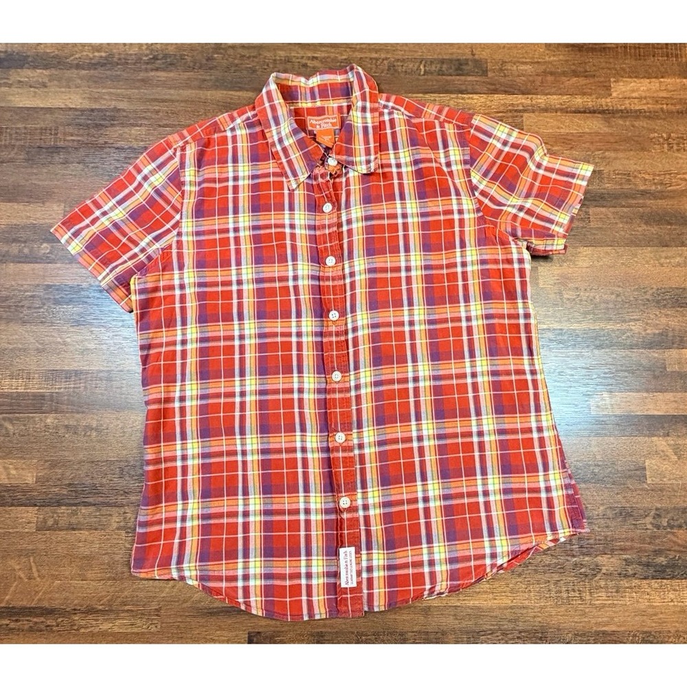 Vintage Abercrombie & Fitch orange tag women's plaid shirt size small.